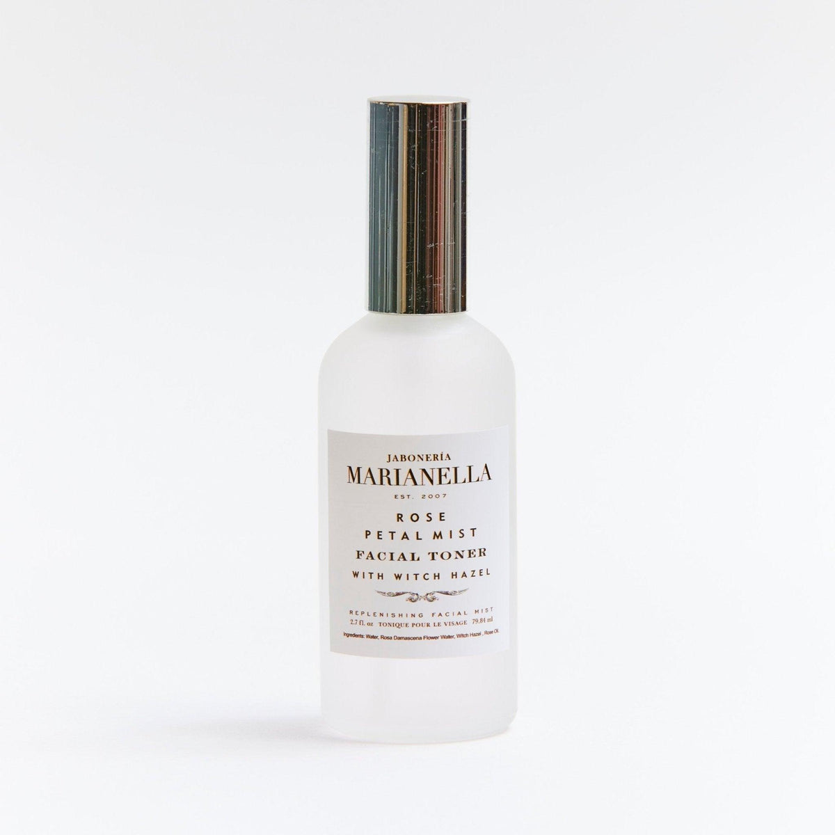 Rose Petal Mist Face Toner spray bottle on a white background
